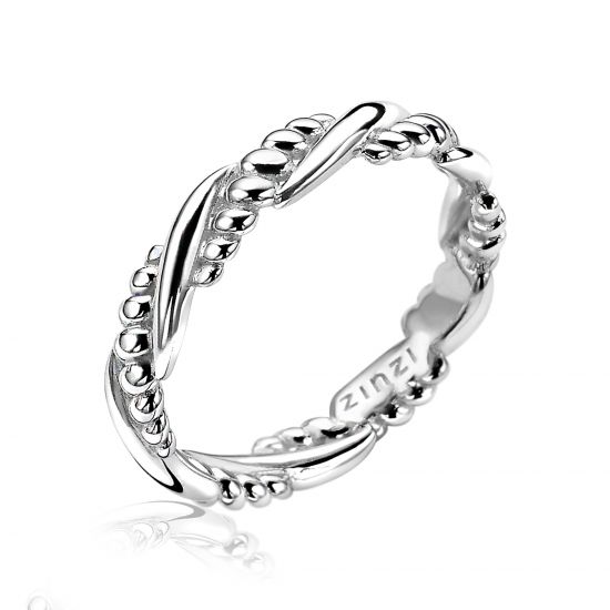 ZINZI Sterling Silver Stackable Ring Shiny Cable Twisted ZIR1582