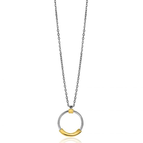 ZINZI Sterling Silver Necklace Round Bicolor Pendant (20mm) 45cm ZIC2209