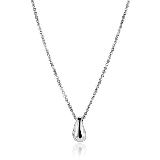 ZINZI silver link necklace with teardrop-shaped pendant (15mm) set with four white cubic zirconias 42-45 cm ZIC2655