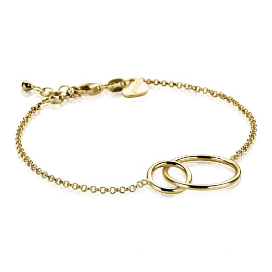 ZINZI Gold Plated Sterling Silver Bracelet with 2 Connected Circles 16-19cm ZIA1278G