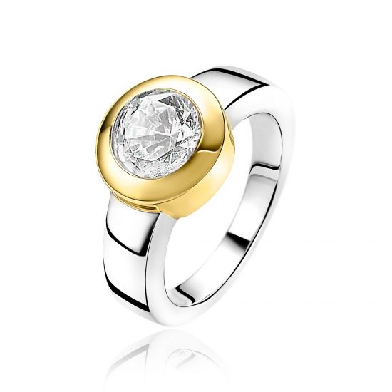 ZINZI Gold Plated Sterling Silver Exchangeable Ring Round ZIR2