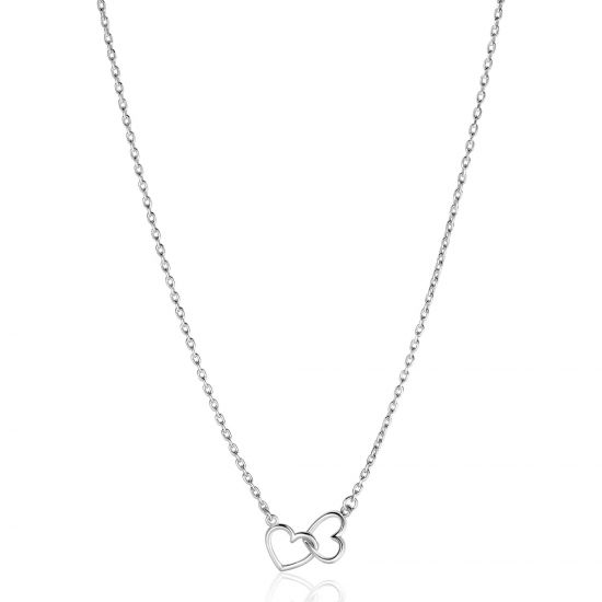 ZINZI Sterling Silver Necklace with 2 Connected Hearts 40-45cm ZIC2513