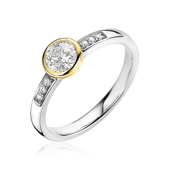 ZINZI Gold Plated Sterling Silver Stackable Ring Round White ZIR1662G