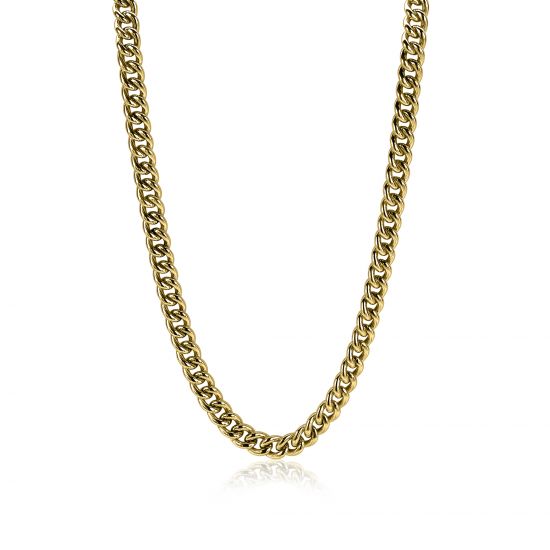 ZINZI Gold Plated Sterling Silver Curb Chain Necklace 45cm ZIC1056G