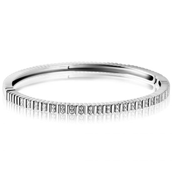 ZINZI silver bangle bracelet 4mm wide, set with white cubic zirconias, 60mm ZIA2686