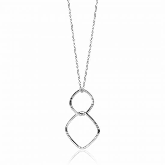 ZINZI Sterling Silver Necklace Square Pendants 60cm ZIC2096