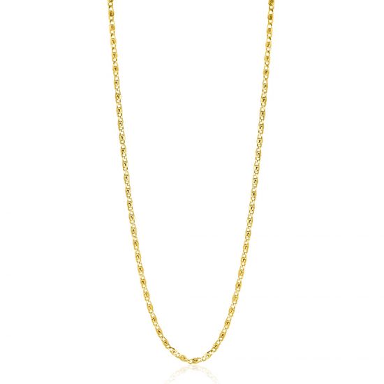 ZINZI Gold Plated Sterling Silver Scroll Chain Necklace with Double Twisted Chains width 42-45cm ZIC2479G