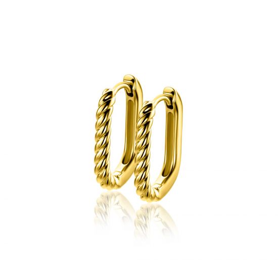 17mm ZINZI gold plated silver hoop earrings in oval shape with twisted tube and luxury clasp ZIO2691G