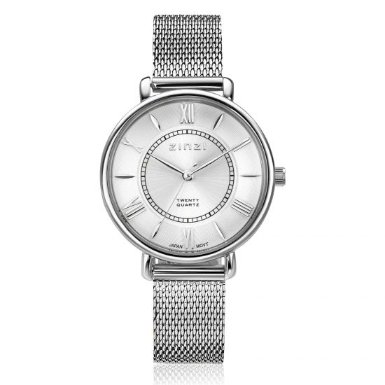 Zinzi horloge 34mm zilv.wzpl. kast en mesh band