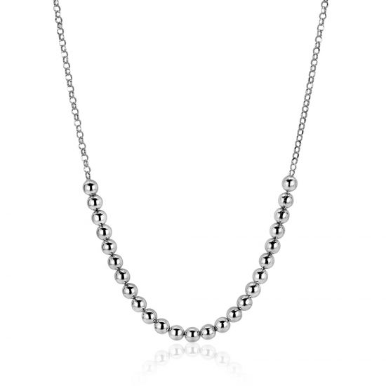 ZINZI silver necklace with bead links in the middle, 4mm wide 42-45cm ZIC2659