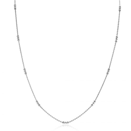 ZINZI Sterling Silver Necklace with Fine Rolo Chain and Trio Beads 42-45cm ZIC2465