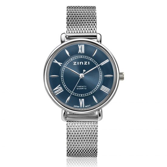 Zinzi horloge 34mm blauwe.wzpl. kast en mesh band