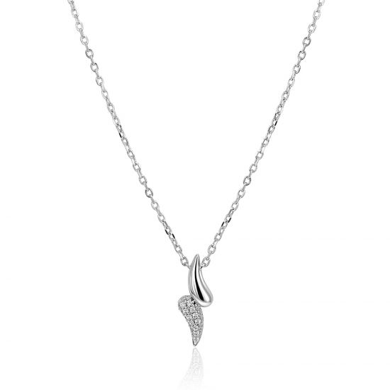 ZINZI silver link necklace with two teardrop-shaped pendants set with white cubic zirconias 40-45cm ZIC2681