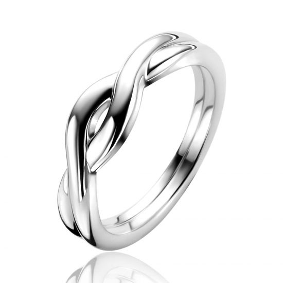 ZINZI silver ring (6mm wide) with two interwoven smooth bands ZIR2683