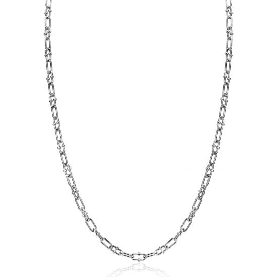 ZINZI silver necklace with 4mm paperclip links, decorated with playful beads 42-45cm ZIC2586