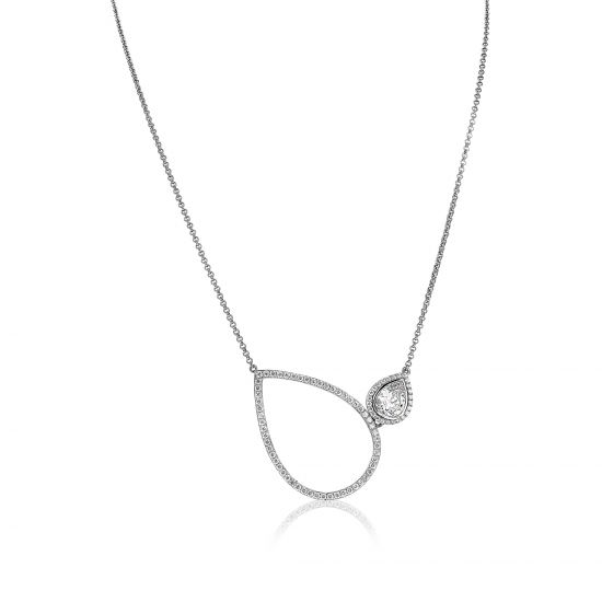 ZINZI Sterling Silver Necklace Drop Shapes with White Zirconias 43cm ZIC1303