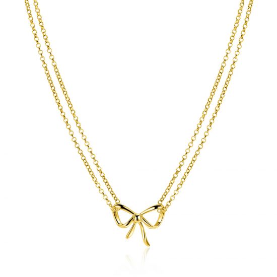 ZINZI gold plated silver multi-look necklace with elegant bow 40-43cm ZIC2677