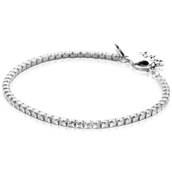 ZINZI silver tennis bracelet 3mm wide, set with white cubic zirconias in square settings 17-20cm ZIA2665