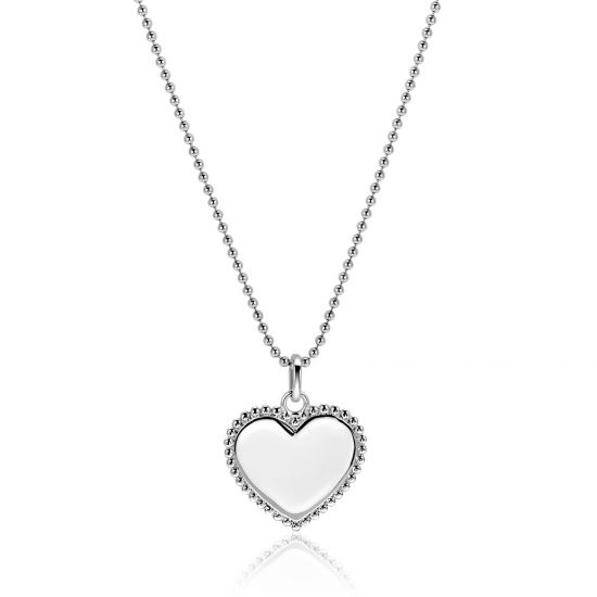 21mm ZINZI silver heart pendant with pearl rim for engraving ZIH2653 (without chain)