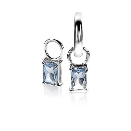 12mm ZINZI Sterling Silver Earrings Pendants Blue Rectangle ZICH2021B (excl. hoop earrings)