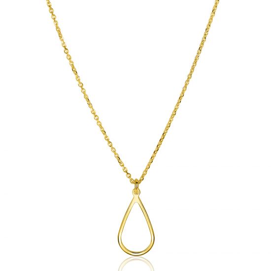 ZINZI gold plated silver jasseron necklace with open teardrop-shaped pendant (10mm) 42-45cm ZIC2635