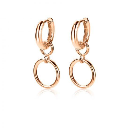 ZINZI Rose Plated Sterling Silver Earrings Pendants Open Circle 11mm ZICH1748R (excl. hoop earrings)