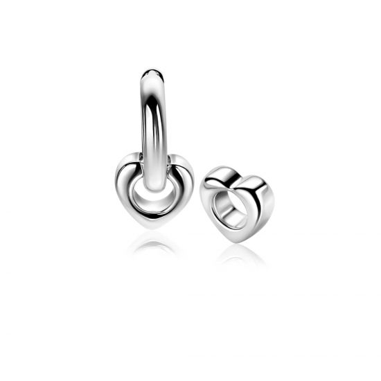 10mm ZINZI silver heart-shaped earring charms ZICH2695 (without earrings)