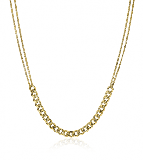 ZINZI Gold Plated Sterling Silver Multi-look Necklace Curb Chain 45cm ZIC2185G