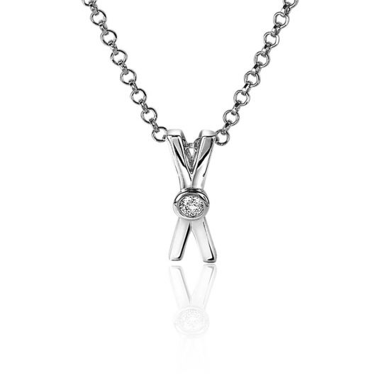 ZINZI Sterling Silver Pendant X-Shape White Zirconia ZIH2194 (excl. necklace)