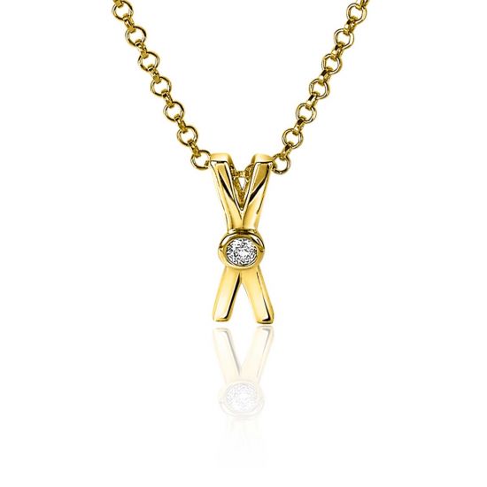 ZINZI Gold Plated Sterling Silver Pendant X-Shape White Zirconia ZIH2194Y (excl. necklace)