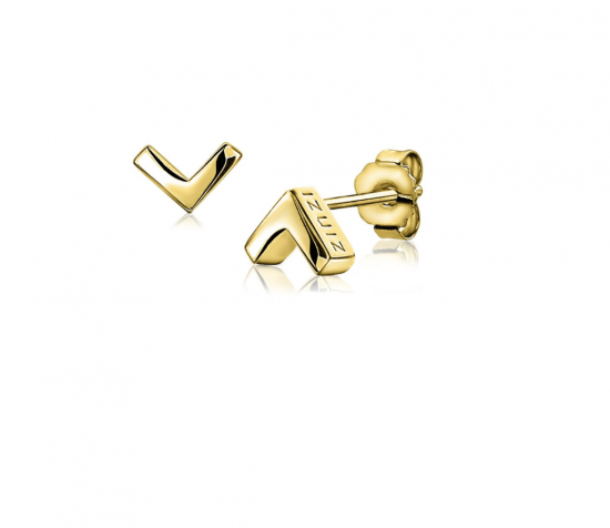 7mm ZINZI Gold Plated Sterling Silver Stud Earrings V-Shape ZIO1380G