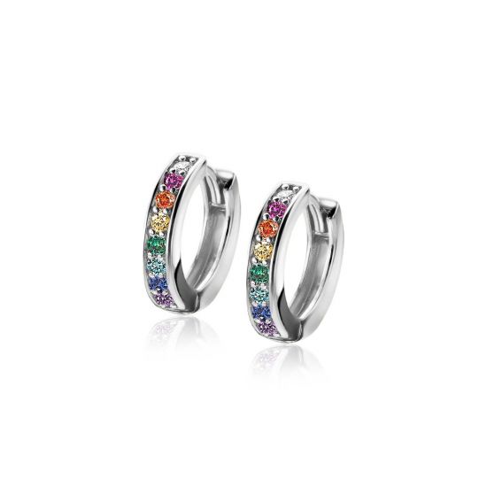 15mm ZINZI Sterling Silver Hoop Earrings Rainbow width 3mm ZIO2172CR