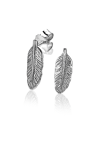 10mm ZINZI Sterling Silver Stud Earrings Feather ZIO2212