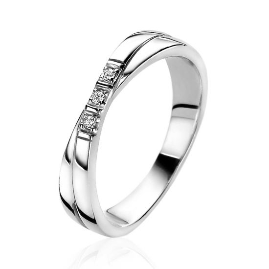 ZINZI Sterling Silver Ring Crossover White ZIR2039