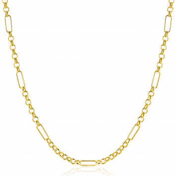 ZINZI Gold 14 karat solid gold necklace with paperclip links combined with curb links 41-43cm ZGC495
