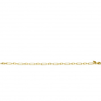ZINZI Gold 14 karat gold bracelet with embellished paperclip links and oval links 3.5mm wide 19cm ZGA494
