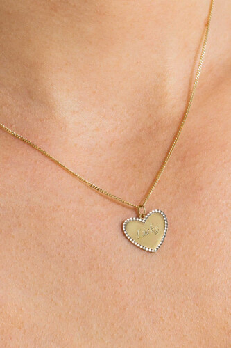 15mm ZINZI 14K Gold Pendant Shiny Heart with White Gold Pearls ZGH364-15 (excl. necklace)