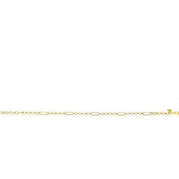 ZINZI Gold 14 karat gold solid bracelet featuring four paperclip links combined with curb links 17-19cm ZGA495

