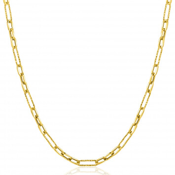 ZINZI Gold 14 karat gold necklace with crafted paperclip links and oval links 3.5mm wide 45cm ZGC494
