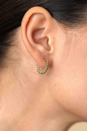 17mm ZINZI Gold Plated Sterling Silver Hoop Earrings Curb Chain from the side width 2mm ZIO1414G