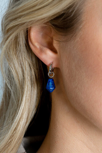 19mm ZINZI Sterling Silver Earrings Pendants Cone in Lapis Lazuli ZICH2256L (excl. hoop earrings)