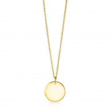 20mm ZINZI Gold Plated Sterling Silver Pendant Shiny Coin to Engrave ZIH2345G20 (excl. necklace)