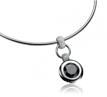 ZINZI Sterling Silver Round Pendant Black ZIH458