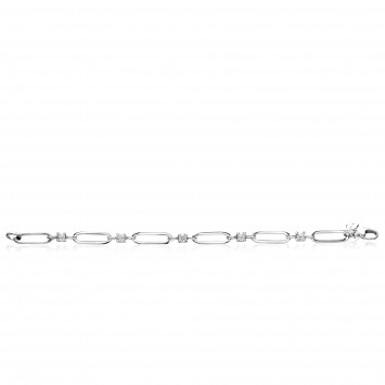 ZINZI Sterling Silver Chain Bracelet with Oval Chains and 5 Prong Settings with White Zirconias 18cm ZIA-BF85