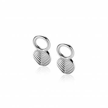 11mm ZINZI silver charm earrings in round shape, engraved with feather motif ZICH2644 (without hoop earrings)
