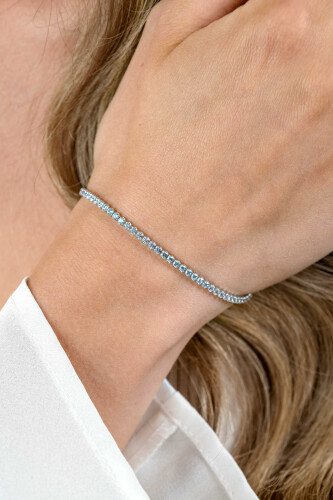 ZINZI silver tennis bracelet 2.5mm wide set with white zirconia in round settings 17-20cm ZIA2590