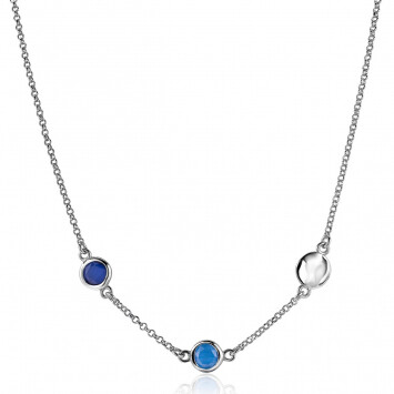 ZINZI Sterling Silver Fantasy Necklace with Round Settings Cobalt and Blue Color Stones 42-45cm ZIC-BF43