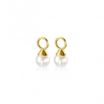 ZINZI Gold Plated Sterling Silver Earrings Pendants Pearl White ZICH1749WG (excl. hoop earrings)