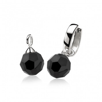 10mm ZINZI Sterling Silver Earrings Pendants Black Bead ZICH266Z (excl. hoop earrings)