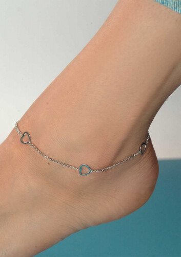 ZINZI Sterling Silver Anklet Hearts 23+4cm ZIE1188